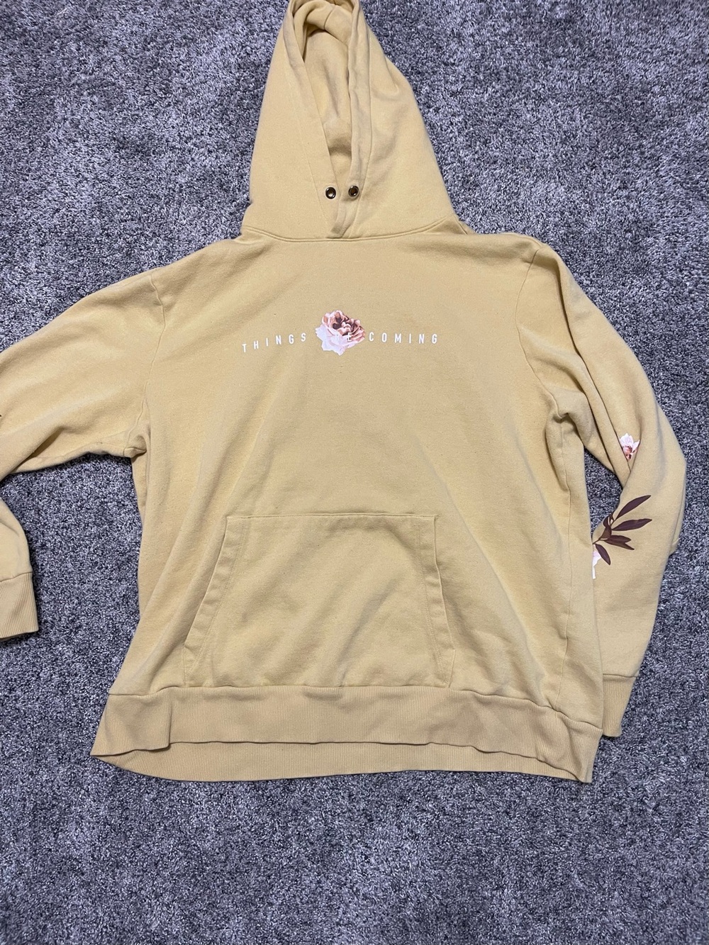 No Boundaries Mustard Floral Graphic Hooded Sweatshirt